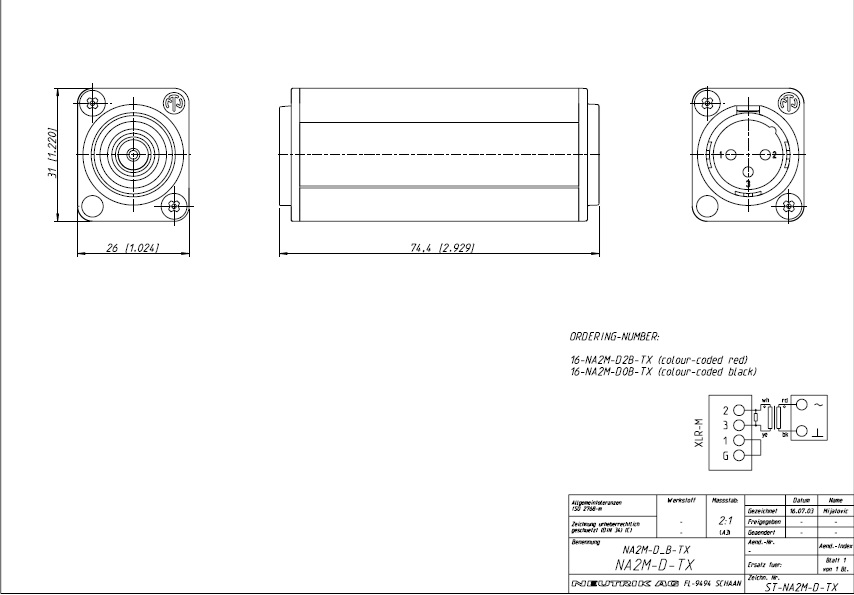 NEUTRIK NA2M-D0B-TX